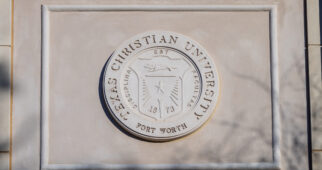 TCU Crest found on Architecture on campus